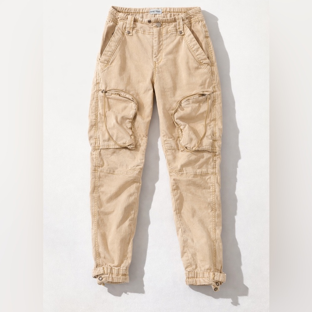 ✌🏼 Free People Cargo Joggers Beige Utility Boho Small We The Free